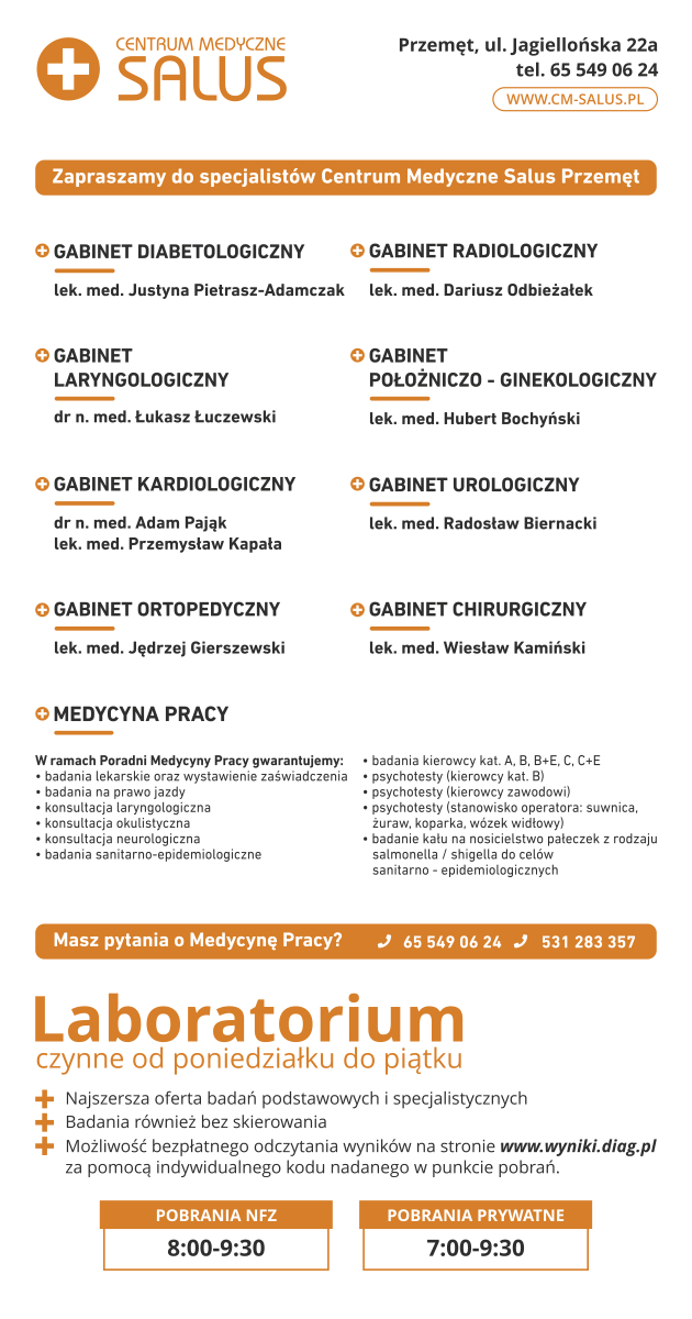 You are currently viewing Zapraszamy do specjalistów w Centrum Medycznym SALUS Przemęt !